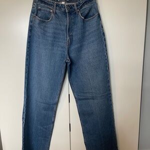 Abercrombie Curve Love High Rise 90s Relaxed Jean, Medium Wash, US 30L/10L